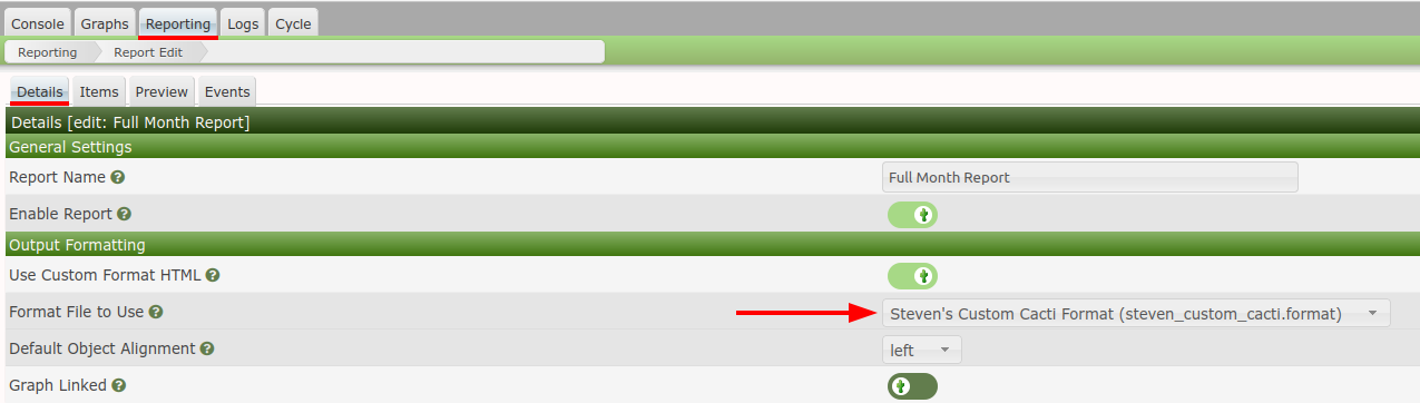 Cacti Change Theme Format File to Use