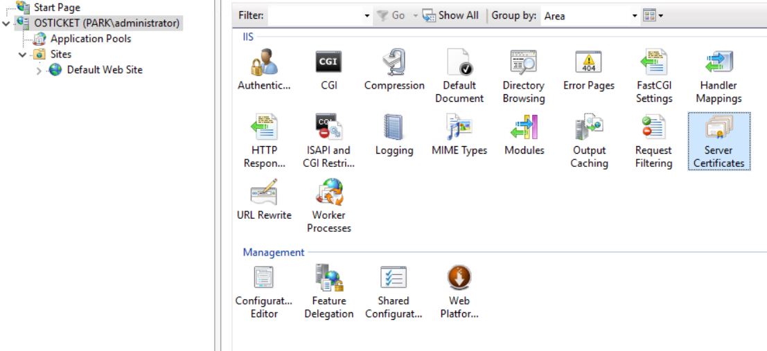 IIS Manager Server Certificates