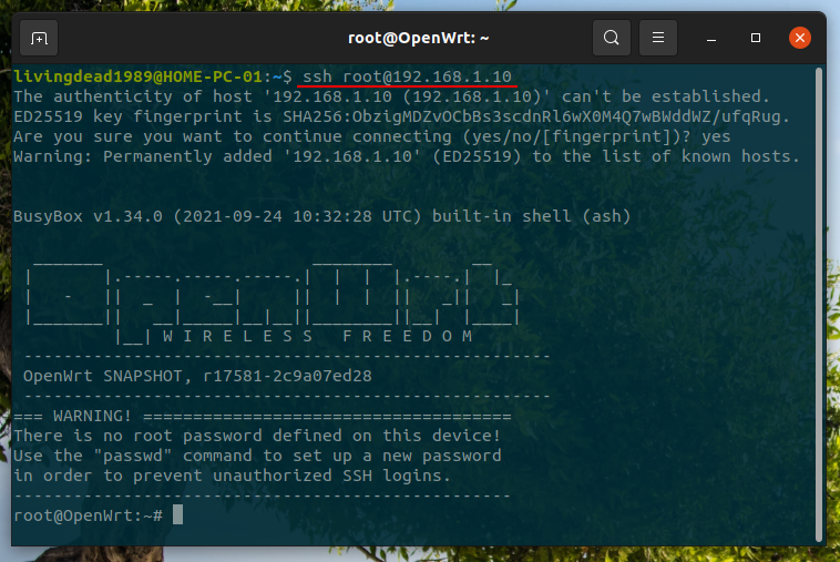 openwrt-ssh-login