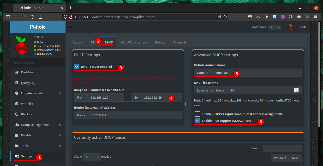 rpi-pihole-configure-dhcp