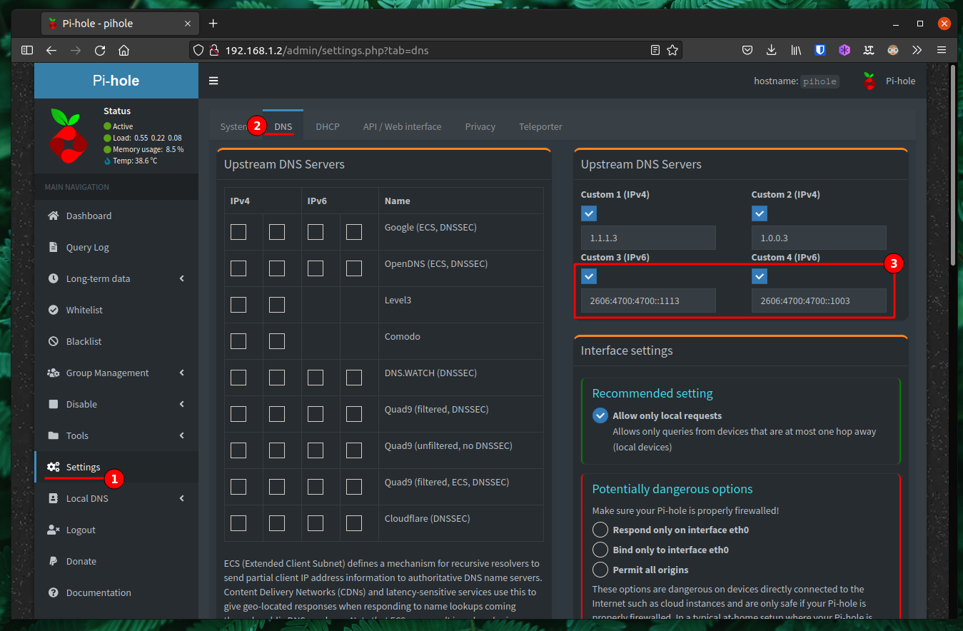 rpi-pihole-configure-dns
