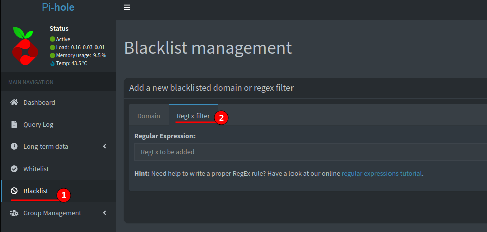 rpi-pihole-regex