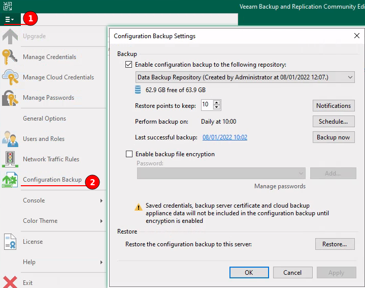 veeam-ce-config-backup-settings